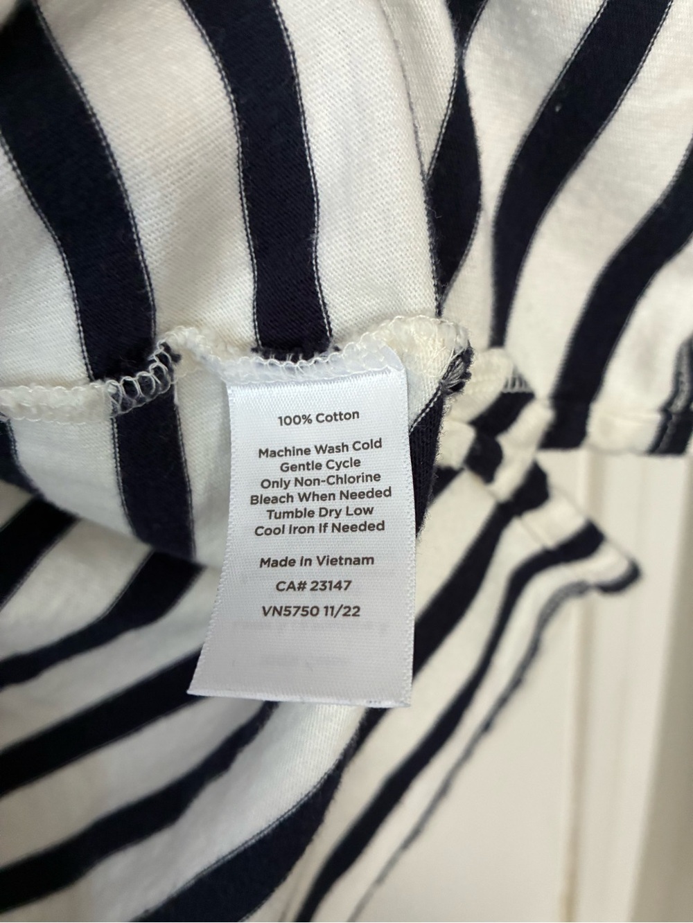 Talbots Black/Navy & White Cotton Lace-Up Striped Short Sleeve Tee - Picture 5 of 5